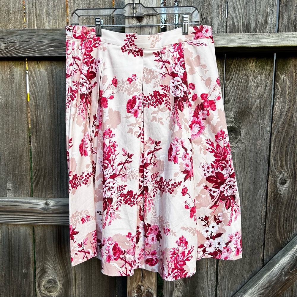 Alex Marie Pink Floral A-Line Skirt Size 12 Cotton Blend Sateen - Picture 6 of 7